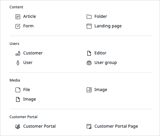 Content type icons